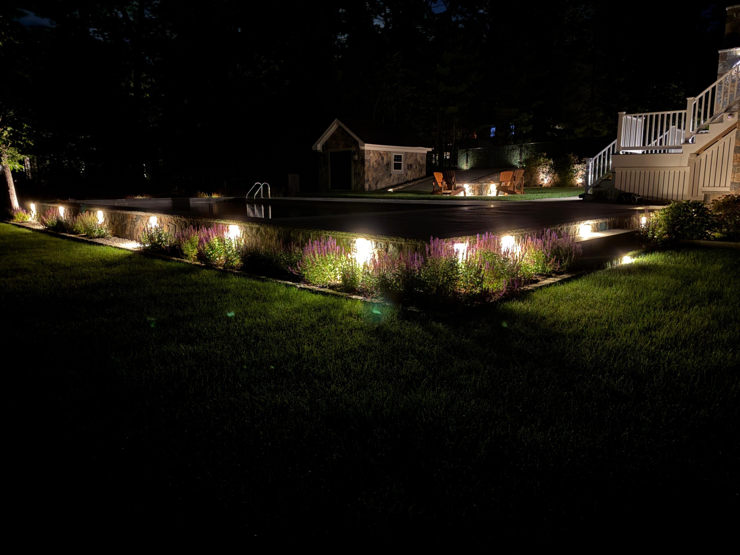 Stone Walls That Shine - Outdoor Wall Lighting Project by Fieldstone Pros